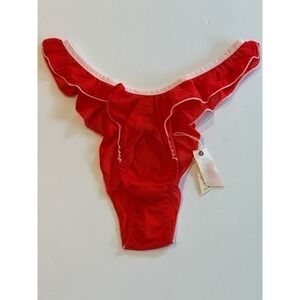 Free People HAH Flygirl‎ Mesh Ruffle Red Panty L NWT